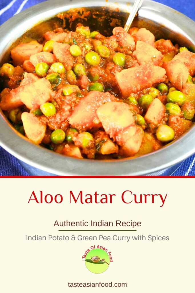 Homemade Aloo Matar gravy served with tender potatoes, green peas, and tomato based curry sauce