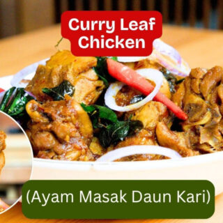 Curry Leaf Chicken (Ayam Masak Daun Kari), Malaysian sweet soy sauce chicken with curry leaves served on a plate