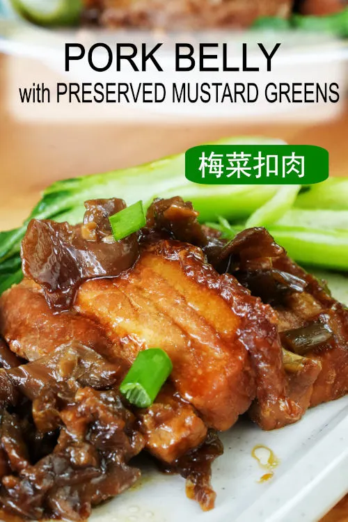 Hakka style pork belly with Mei Cai, featuring soft pork slices and flavorful fermented mustard greens
