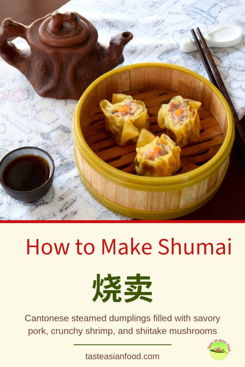 Homemade Cantonese shumai, or siu mai, steamed with a savory pork and shrimp filling